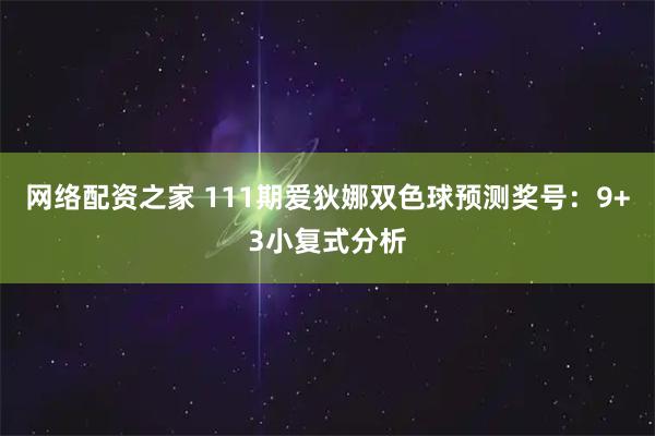 网络配资之家 111期爱狄娜双色球预测奖号：9+3小复式分析